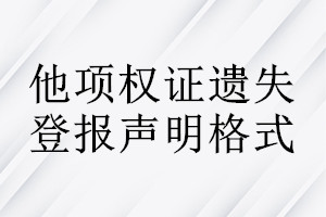 他項權證遺失登報聲明格式